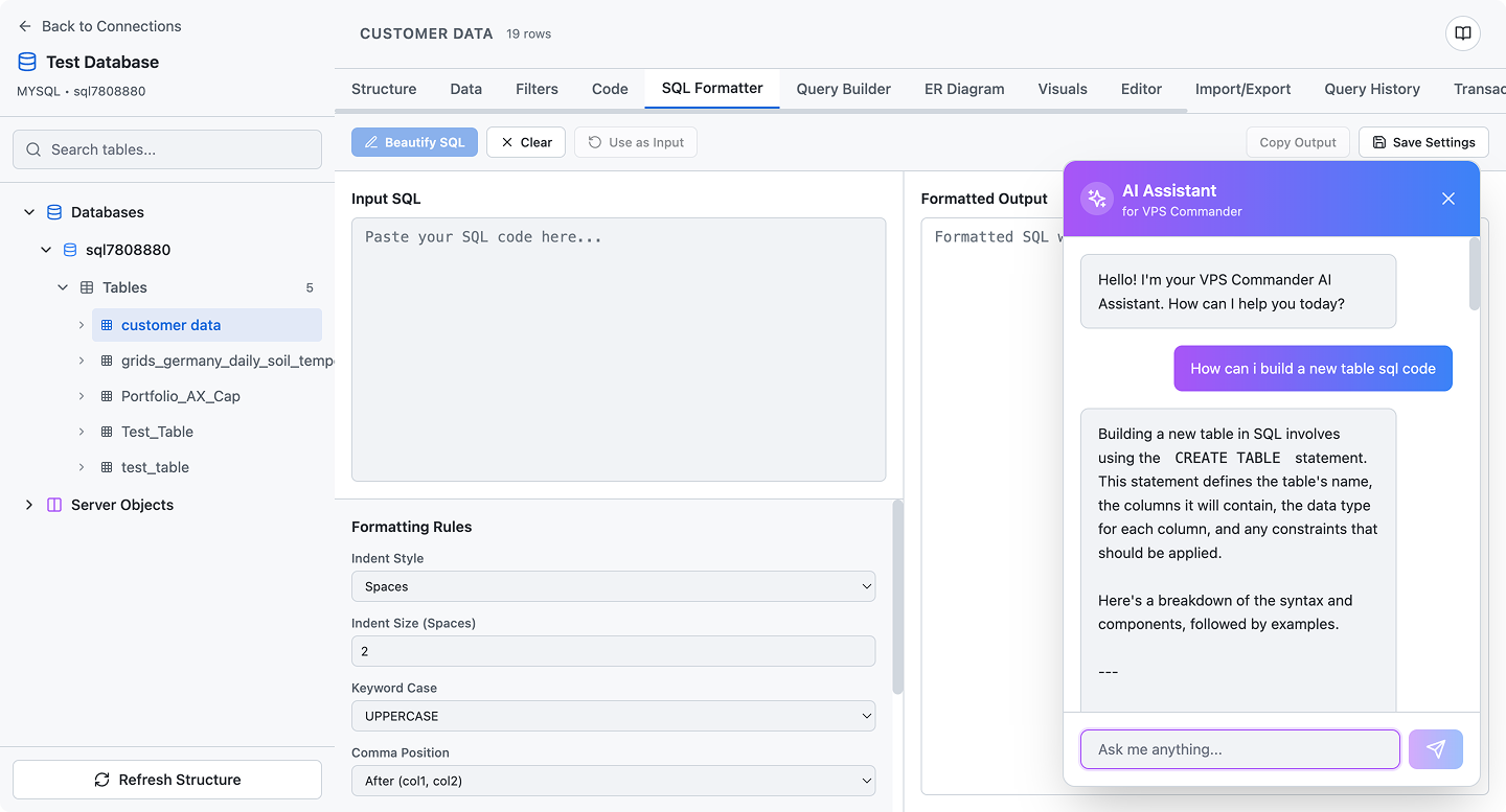 AI assistant providing intelligent server management suggestions